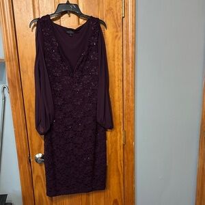 Connected Apparel Plum Lace Long Sleeve Dress
